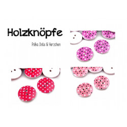 Holzknopf Herzen - flieder rosa pink